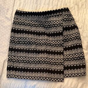 LOFT Black and White Geometric Flap Skirt